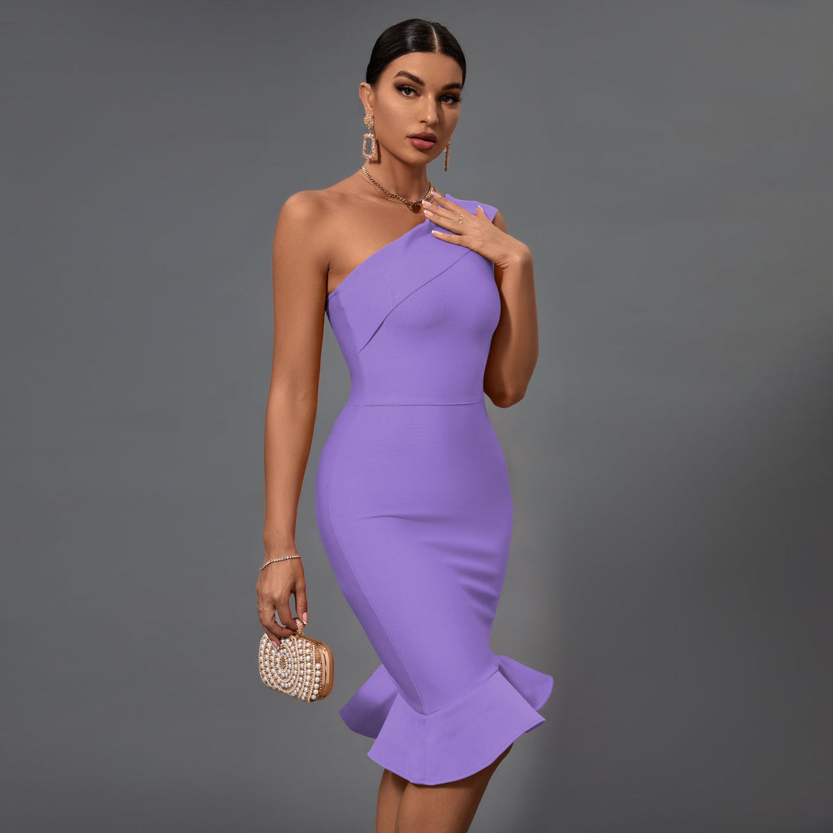 Elegant One-Shoulder Fishtail Bandage Dress