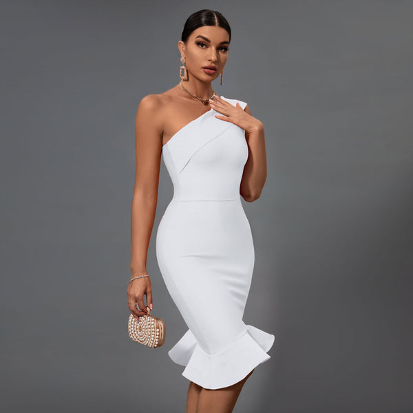 Elegant One-Shoulder Fishtail Bandage Dress