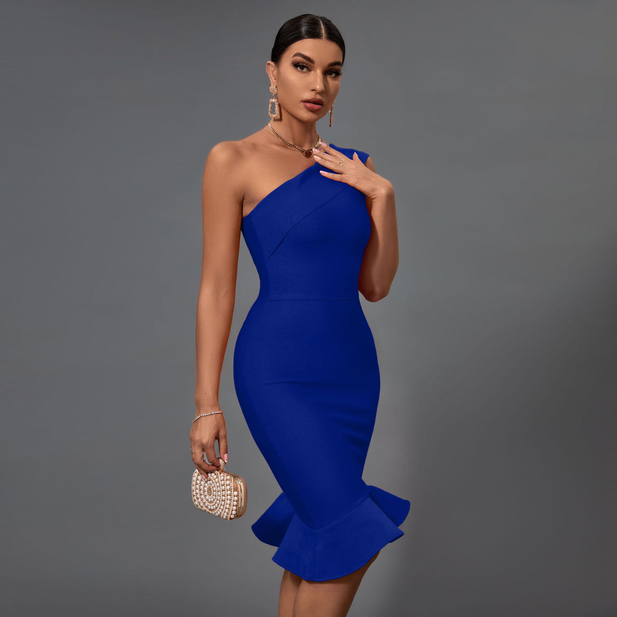 Elegant One-Shoulder Fishtail Bandage Dress