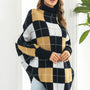 Plaid Turtleneck Dolman Sleeve Poncho - Opulent EmpirePlaid Turtleneck Dolman Sleeve PonchoOpulent EmpireClothing