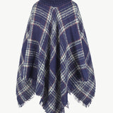 Plaid Turtleneck Fringe Hem Poncho - Opulent EmpirePlaid Turtleneck Fringe Hem PonchoOpulent EmpireClothing