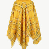 Plaid Turtleneck Fringe Hem Poncho - Opulent EmpirePlaid Turtleneck Fringe Hem PonchoOpulent EmpireClothing