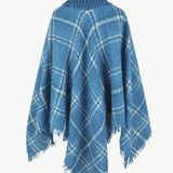 Plaid Turtleneck Fringe Hem Poncho - Opulent EmpirePlaid Turtleneck Fringe Hem PonchoOpulent EmpireClothing