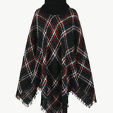 Plaid Turtleneck Fringe Hem Poncho - Opulent EmpirePlaid Turtleneck Fringe Hem PonchoOpulent EmpireClothing