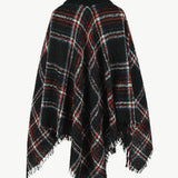 Plaid Turtleneck Fringe Hem Poncho - Opulent EmpirePlaid Turtleneck Fringe Hem PonchoOpulent EmpireClothing