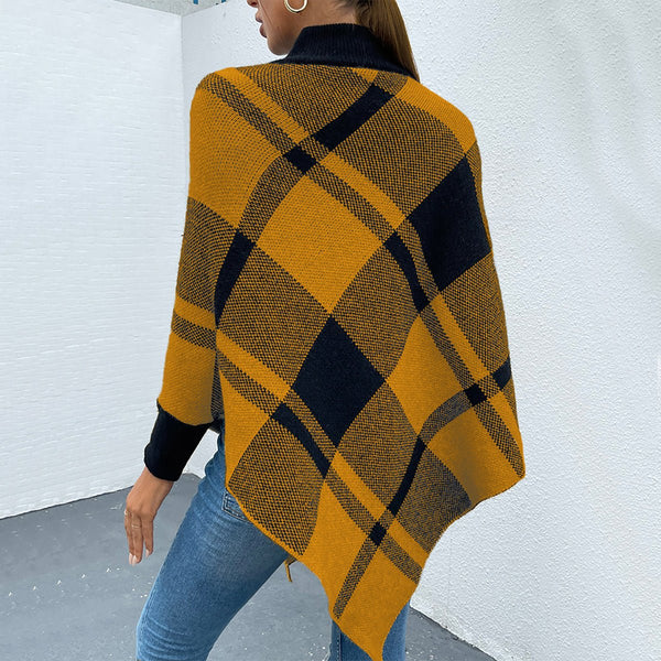 Plaid Turtleneck Poncho - Opulent EmpirePlaid Turtleneck PonchoOpulent EmpireClothing