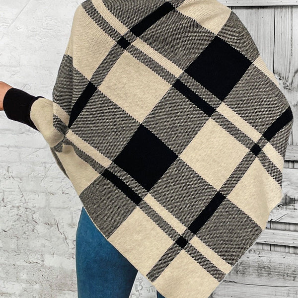 Plaid Turtleneck Poncho - Opulent EmpirePlaid Turtleneck PonchoOpulent EmpireClothing