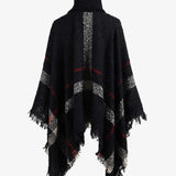 Plaid Turtleneck Raw Hem Poncho - Opulent EmpirePlaid Turtleneck Raw Hem PonchoOpulent EmpireClothing