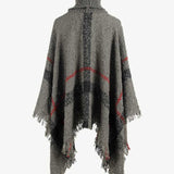 Plaid Turtleneck Raw Hem Poncho - Opulent EmpirePlaid Turtleneck Raw Hem PonchoOpulent EmpireClothing