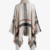 Plaid Turtleneck Raw Hem Poncho - Opulent EmpirePlaid Turtleneck Raw Hem PonchoOpulent EmpireClothing