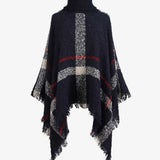 Plaid Turtleneck Raw Hem Poncho - Opulent EmpirePlaid Turtleneck Raw Hem PonchoOpulent EmpireClothing