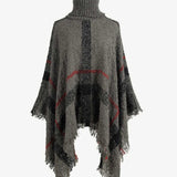 Plaid Turtleneck Raw Hem Poncho - Opulent EmpirePlaid Turtleneck Raw Hem PonchoOpulent EmpireClothing