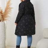 Plus Size Long Sleeve Hooded Trench Coat - Opulent EmpirePlus Size Long Sleeve Hooded Trench CoatOpulent Empire