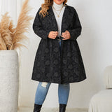 Plus Size Long Sleeve Hooded Trench Coat - Opulent EmpirePlus Size Long Sleeve Hooded Trench CoatOpulent Empire