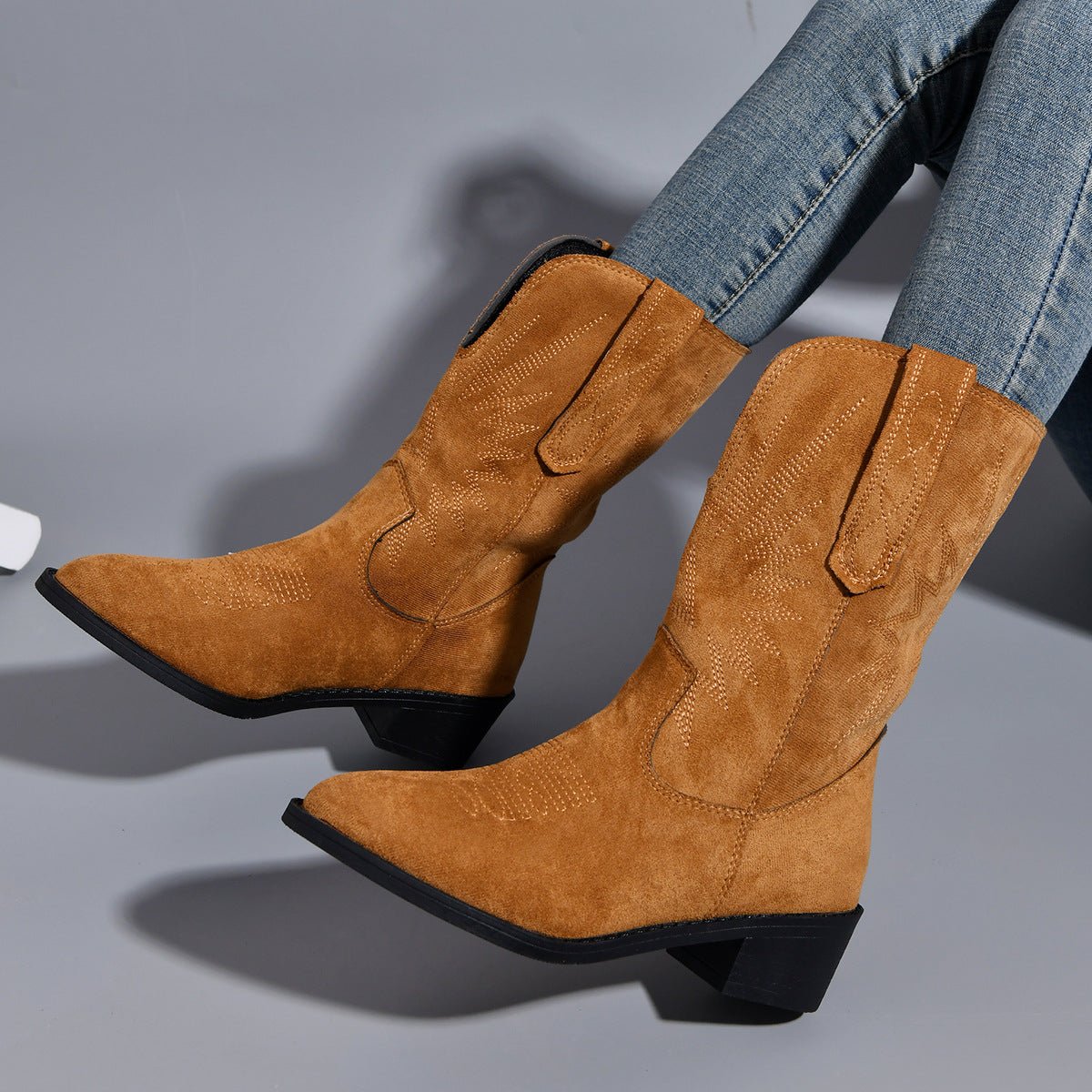 Point Toe Block Heel Boots - Opulent EmpirePoint Toe Block Heel BootsOpulent Empire