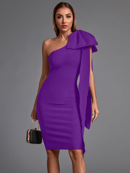 Chic Asymmetrical Sleeveless Bowknot Bandage Dress