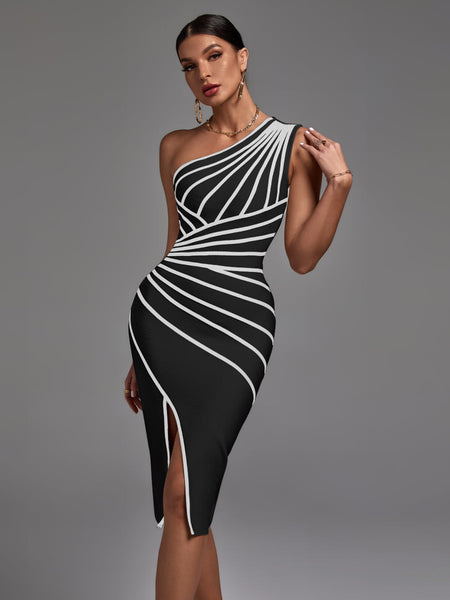 Chic Sleeveless Striped Midi Dress - Perfect Bandage Fit