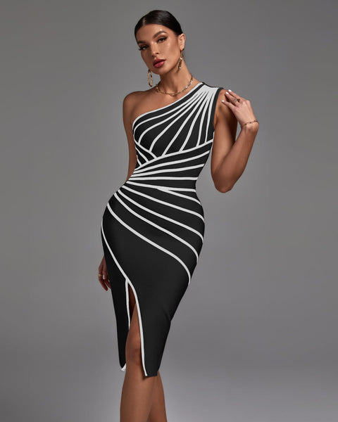 Chic Sleeveless Striped Midi Dress - Perfect Bandage Fit