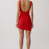 Seraphine Arden — Asymmetrical Hem Fringe Rhinestone Bandage Dress