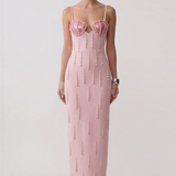 Lucienne Pearl — Spaghetti Strap Waterfall Pearl Bandage Dress