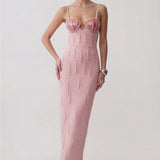 Lucienne Pearl — Spaghetti Strap Waterfall Pearl Bandage Dress, alternate view 2
