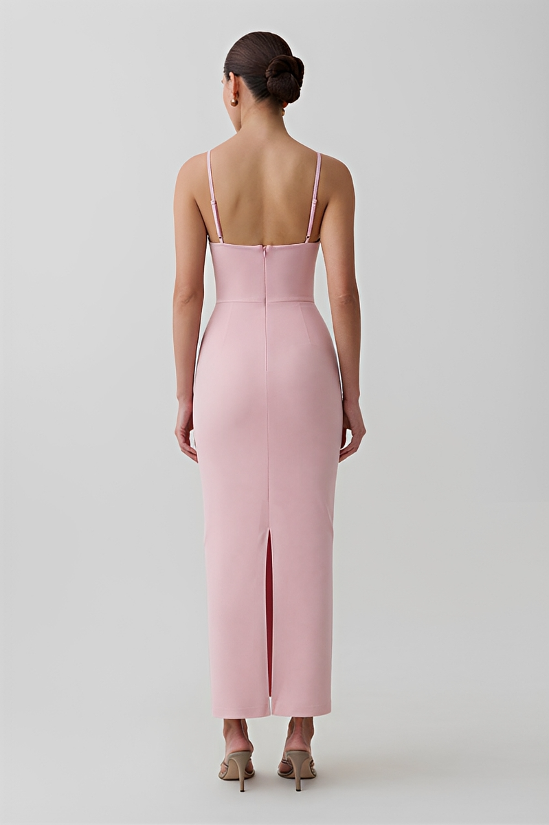 Spaghetti Strap Waterfall Pearl Bandage Dress