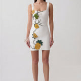 Isadora Sol — Tropical Fruit Rhinestone Bandage Mini Dress