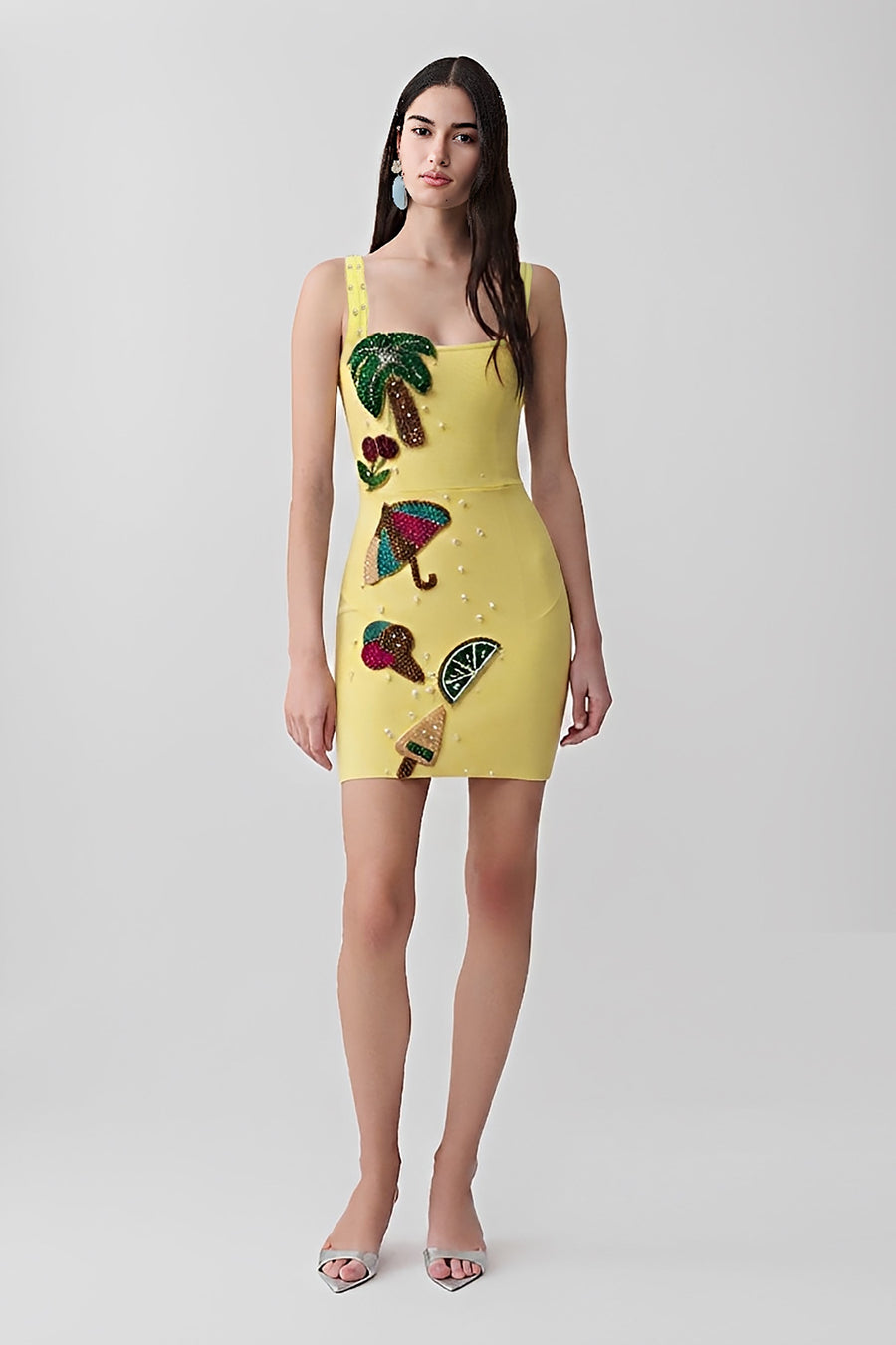 Robe Courte de Plage Tropicale à Strass et Bandage