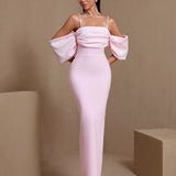 Céleste Armand — Rhinestone Strap Pleated Bandage Maxi Dress, alternate view 5