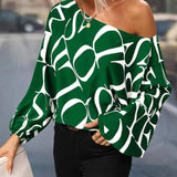 Printed Boat Neck Blouse - Opulent EmpirePrinted Boat Neck BlouseOpulent Empire