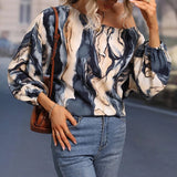 Printed Boat Neck Blouse - Opulent EmpirePrinted Boat Neck BlouseOpulent Empire