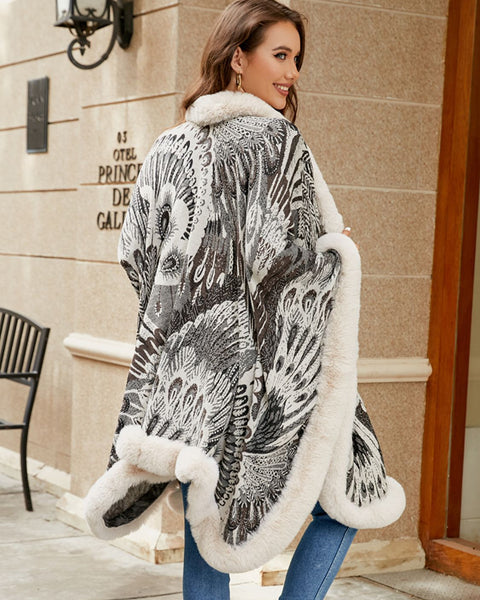 Printed Open Front Poncho - Opulent EmpirePrinted Open Front PonchoOpulent EmpireClothing