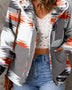 Printed Snap Down Hooded Jacket - Opulent EmpirePrinted Snap Down Hooded JacketOpulent Empire