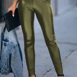 PU Leather High Waist Skinny Leggings - Opulent EmpirePU Leather High Waist Skinny LeggingsOpulent Empire