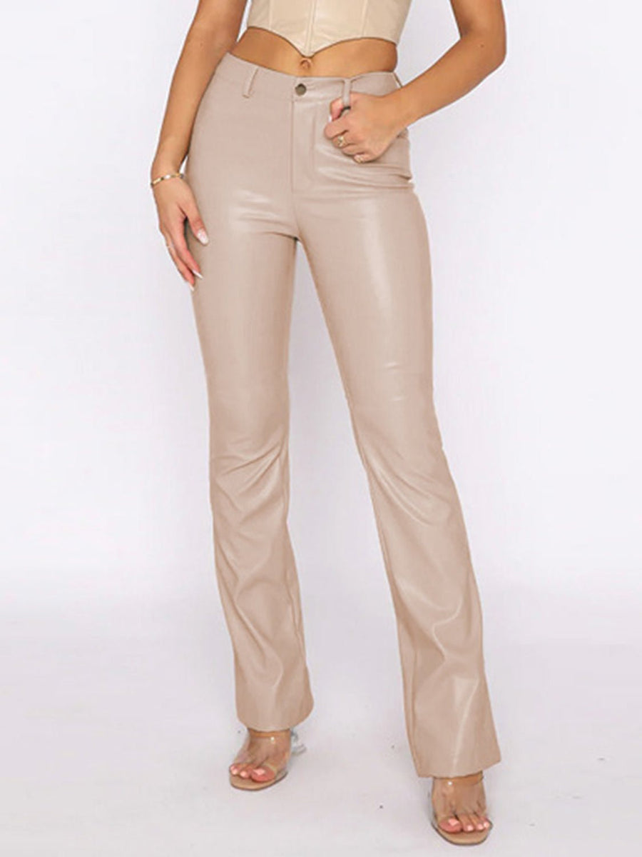 PU Leather High Waist Straight Pants - Opulent EmpirePU Leather High Waist Straight PantsOpulent Empire