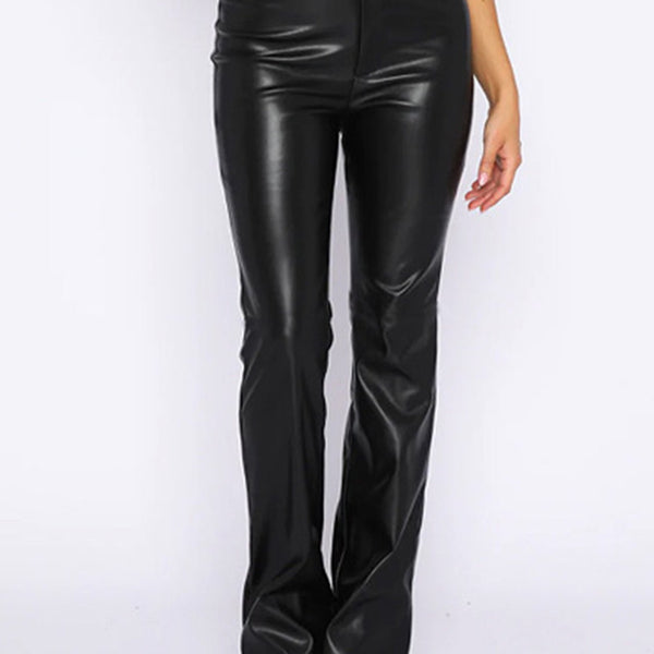 PU Leather High Waist Straight Pants - Opulent EmpirePU Leather High Waist Straight PantsOpulent Empire