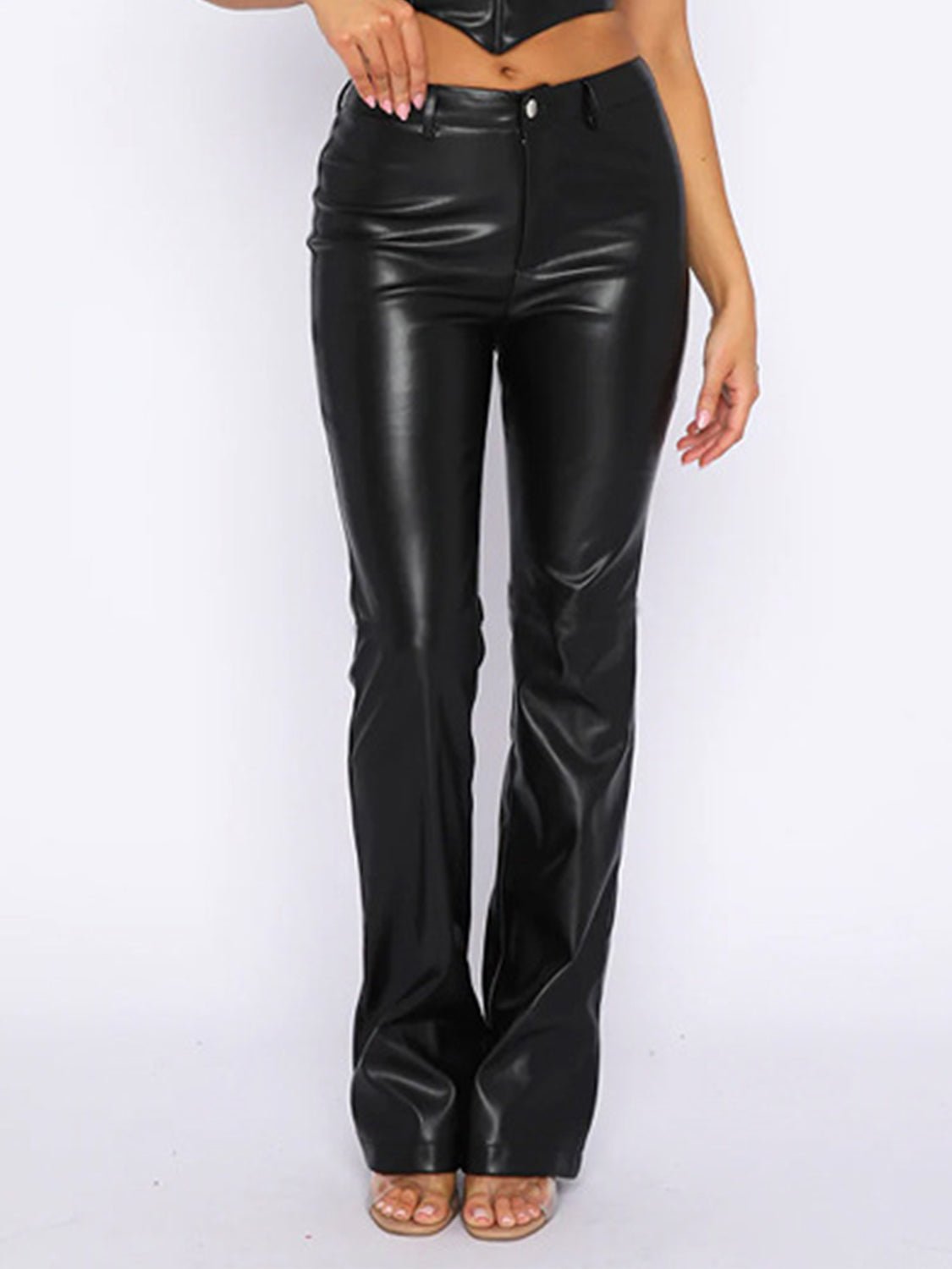 PU Leather High Waist Straight Pants - Opulent EmpirePU Leather High Waist Straight PantsOpulent Empire