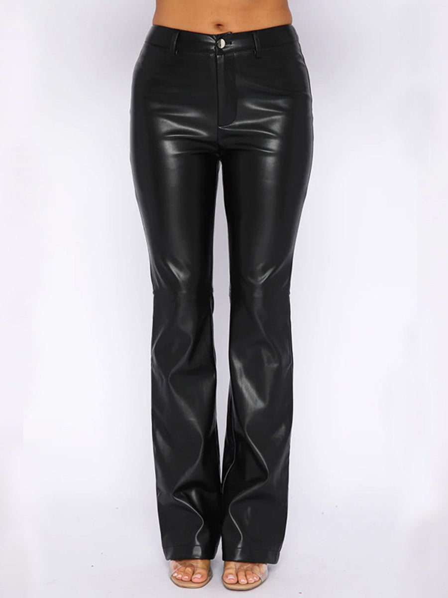 PU Leather High Waist Straight Pants - Opulent EmpirePU Leather High Waist Straight PantsOpulent Empire