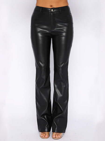 PU Leather High Waist Straight Pants - Opulent EmpirePU Leather High Waist Straight PantsOpulent Empire