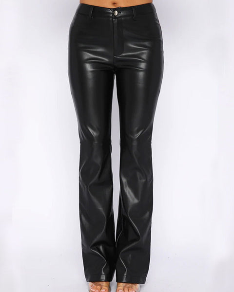 PU Leather High Waist Straight Pants - Opulent EmpirePU Leather High Waist Straight PantsOpulent Empire