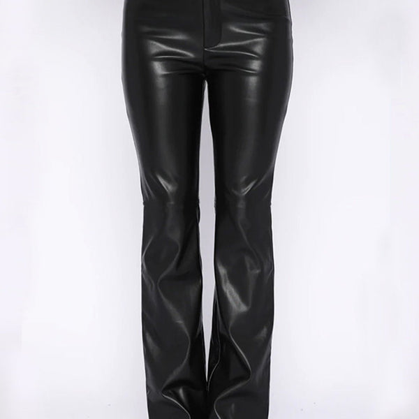 PU Leather High Waist Straight Pants - Opulent EmpirePU Leather High Waist Straight PantsOpulent Empire