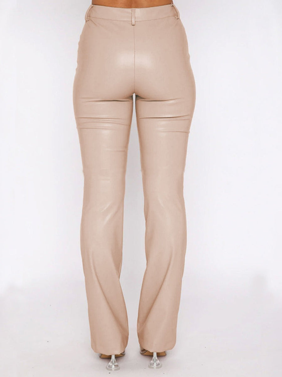 PU Leather High Waist Straight Pants - Opulent EmpirePU Leather High Waist Straight PantsOpulent Empire