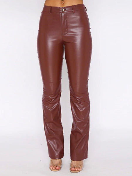 PU Leather High Waist Straight Pants - Opulent EmpirePU Leather High Waist Straight PantsOpulent Empire