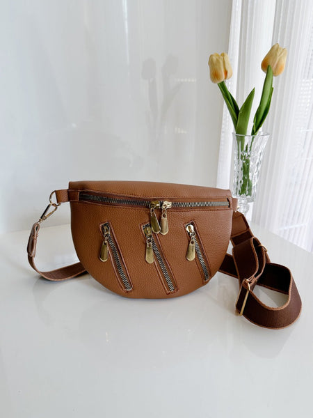 PU Leather Multi Zipper Shoulder Bag - Opulent EmpirePU Leather Multi Zipper Shoulder BagOpulent Empire