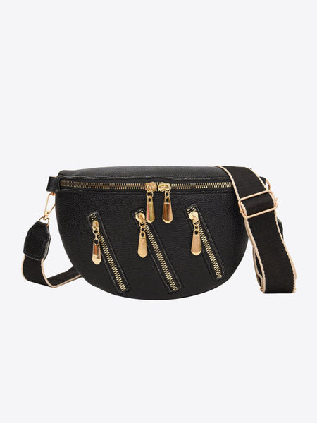 PU Leather Multi Zipper Shoulder Bag - Opulent EmpirePU Leather Multi Zipper Shoulder BagOpulent Empire