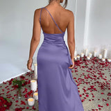 Selene Beaumont — Elegant One-Shoulder Satin Backless Maxi Dress, alternate view 15