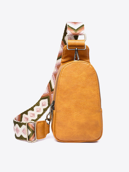 Random Pattern Adjustable Strap PU Leather Sling Bag - Opulent EmpireRandom Pattern Adjustable Strap PU Leather Sling BagOpulent Empire