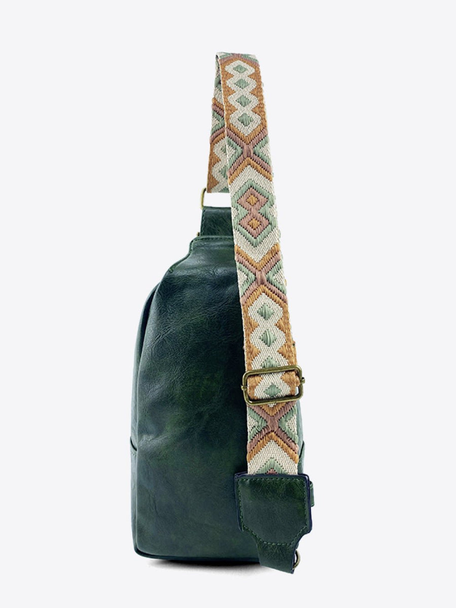 Random Pattern Adjustable Strap PU Leather Sling Bag - Opulent EmpireRandom Pattern Adjustable Strap PU Leather Sling BagOpulent Empire