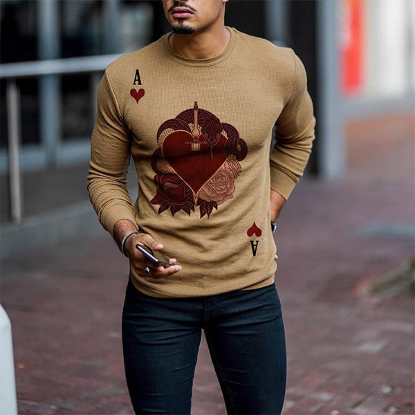 Red Heart A Slim Sweater Long Sleeve Men Long Sleeve t Shirt Pullover Tops - Opulent EmpireRed Heart A Slim Sweater Long Sleeve Men Long Sleeve t Shirt Pullover TopsOpulent EmpireClothing