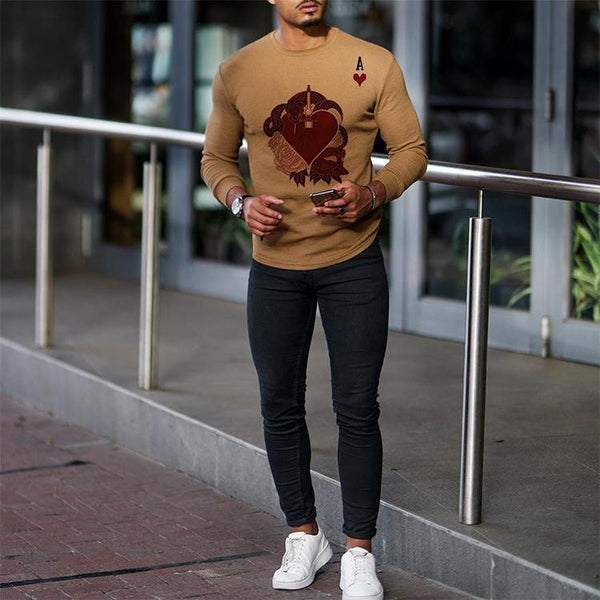 Red Heart A Slim Sweater Long Sleeve Men Long Sleeve t Shirt Pullover Tops - Opulent EmpireRed Heart A Slim Sweater Long Sleeve Men Long Sleeve t Shirt Pullover TopsOpulent EmpireClothing